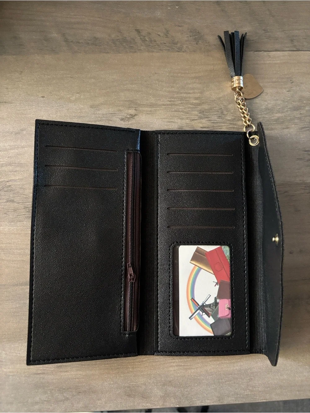 Women's Envelope Clutch Wallet - Black and Mauve